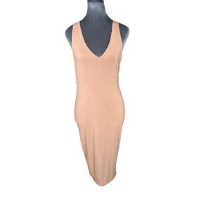Lac Bleu Sleeveless Beige Midi Dress